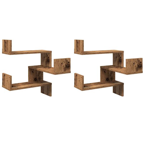 vidaXL Wand-Eckregale 2 Stk. Altholz-Optik 40x40x49,5 Holzwerkstoff