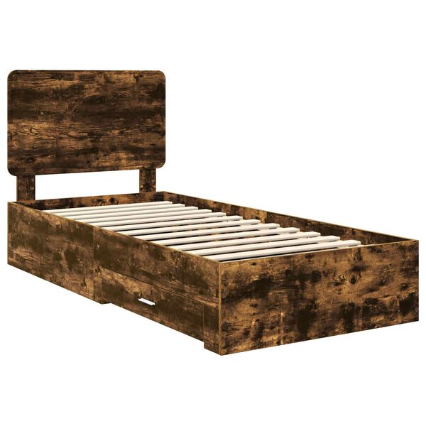 vidaXL Bettrahmen Ger&auml;ucherte Eiche 75 x 190 cm Holzwerkstoff