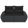 vidaXL Gartensofa mit Kissen 2-Sitzer Schwarz Poly Rattan