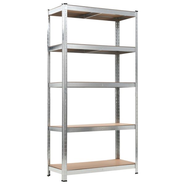 vidaXL Lagerregal mit 5 B&ouml;den Silbern Stahl & Holzwerkstoff