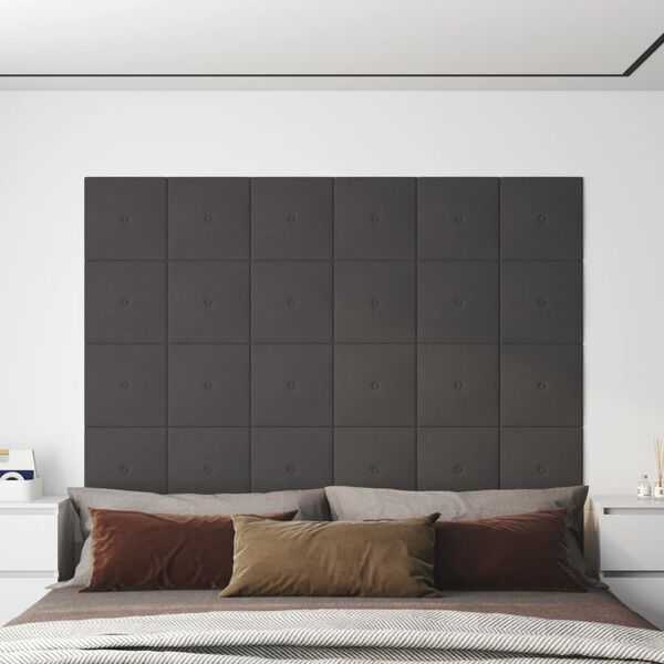 vidaXL Wandpaneele 12 Stk. Dunkelgrau 30x30 cm Stoff 1,08 m&sup2;