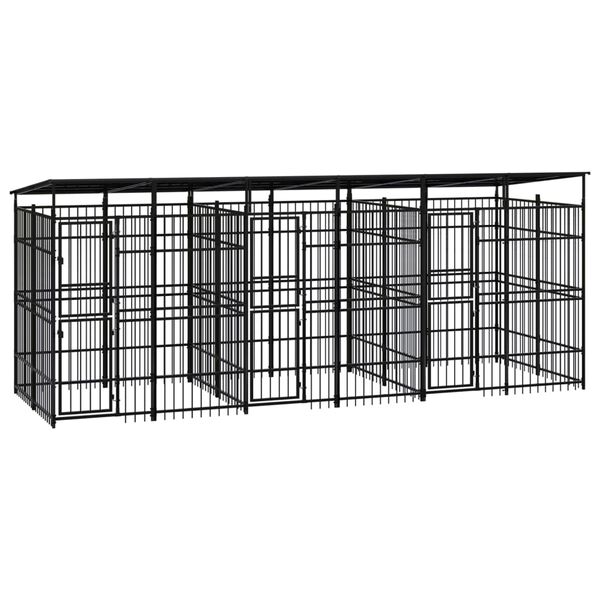 vidaXL Outdoor-Hundezwinger mit Dach Stahl 11,06 m&sup2;