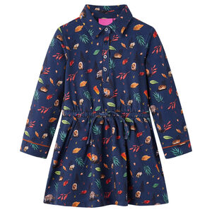 vidaXL Kinderkleid mit Langen &Auml;rmeln Marineblau 104