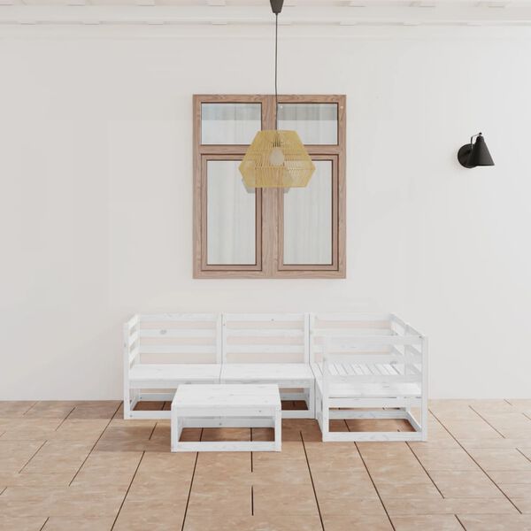 vidaXL 5-tlg. Garten-Lounge-Set Wei&szlig; Massivholz Kiefer