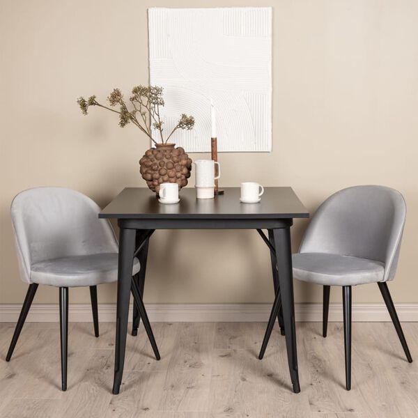 Venture Home Esszimmerst&uuml;hle 2 Stk. Velvet Samt Schwarz und Grau