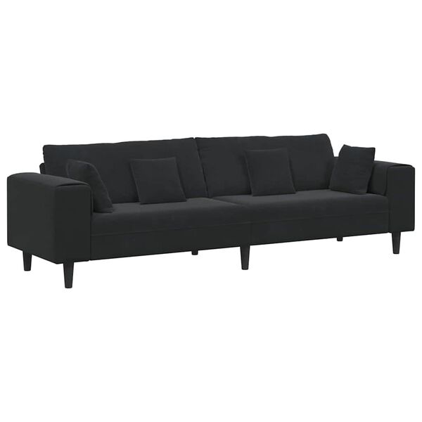 vidaXL Samt Sofa mit Kissen Schwarz 208 cm Samt