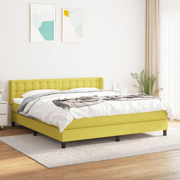 vidaXL Boxspringbett mit Matratze Gr&uuml;n 180x200 cm Stoff