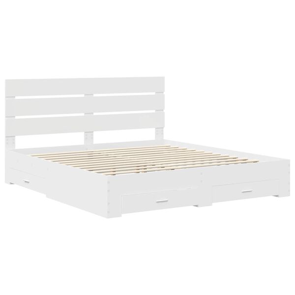 vidaXL Bettrahmen mit Schubladen Wei&szlig; 200 x 200 cm Holzwerkstoff