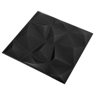 vidaXL 3D-Wandpaneele 24 Stk. 50x50 cm Diamant Schwarz 6 m²