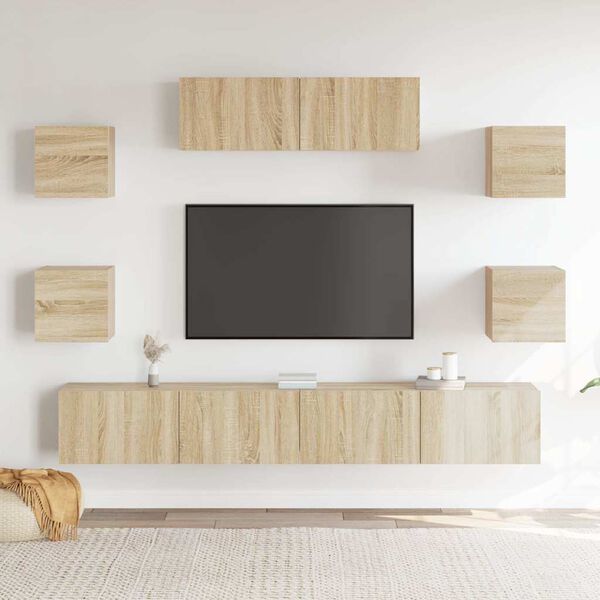 vidaXL 7-tlg. TV-Schrank-Set Sonoma-Eiche Holzwerkstoff