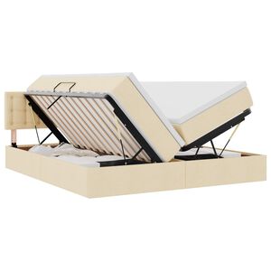 vidaXL LED-Speicherbett mit Matratze Creme 180 x 200 cm Stoff