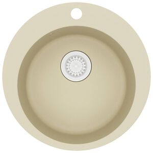 vidaXL Granitsp&uuml;le Einzelbecken Rund Beige