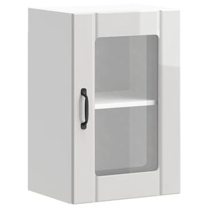 vidaXL K&uuml;chen-H&auml;ngeschrank mit Glast&uuml;r Lucca Hochglanz-Wei&szlig;
