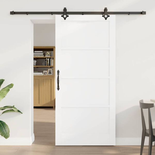 vidaXL Schiebet&uuml;r ORKDAL Wei&szlig; 93 x 202 cm Massives Kiefernholz