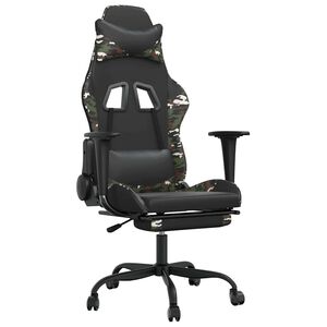 vidaXL Gaming-Stuhl mit Fu&szlig;st&uuml;tze Schwarz und Tarnfarben Kunstleder
