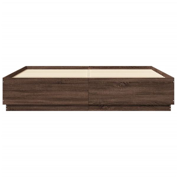 vidaXL Bettgestell Braun Eichen-Optik 200x200 cm Holzwerkstoff