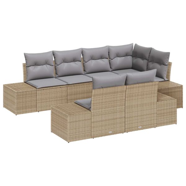 vidaXL Gartensofa-set 7 pcs Beige und Hellgrau Poly-Rattan