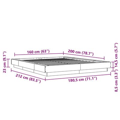 vidaXL Bettgestell Schwarz 160x200 cm Holzwerkstoff