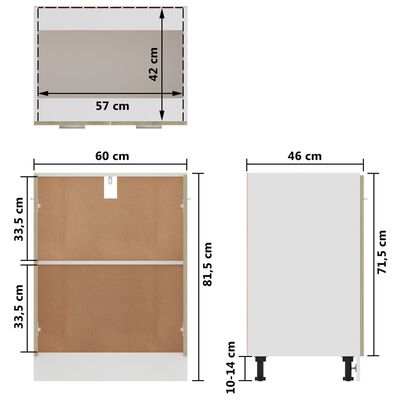 vidaXL Unterschrank Sonoma-Eiche 60x46x81,5 cm Holzwerkstoff