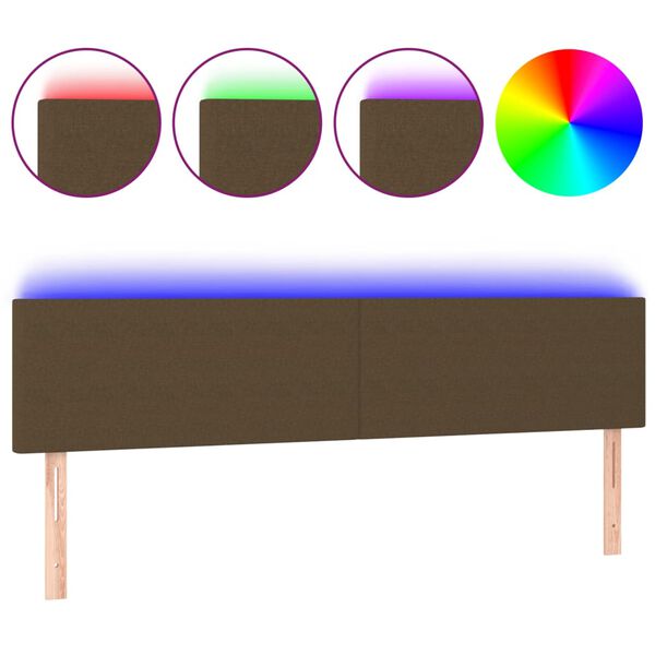 vidaXL LED Kopfteil Dunkelbraun 160x5x78/88 cm Stoff