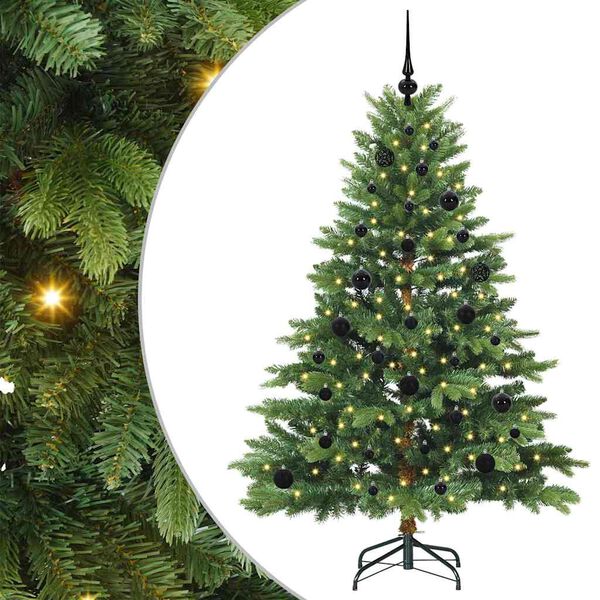 vidaXL K&uuml;nstlicher Weihnachtsbaum mit 150 LEDs Gr&uuml;n 150 cm PE und PVC