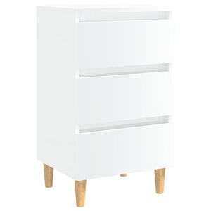 vidaXL Nachttisch mit Massivholz-Beinen Hochglanz-Wei&szlig; 40x35x69 cm