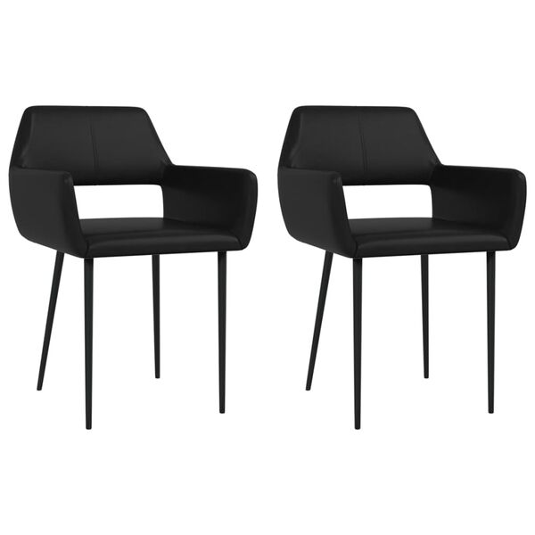 vidaXL Esszimmerst&uuml;hle 2 Stk. Schwarz Kunstleder