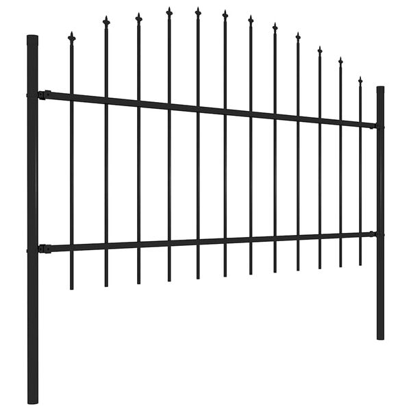 vidaXL Gartenzaun mit Speerspitze Stahl 1603,5 x 125 cm Schwarz