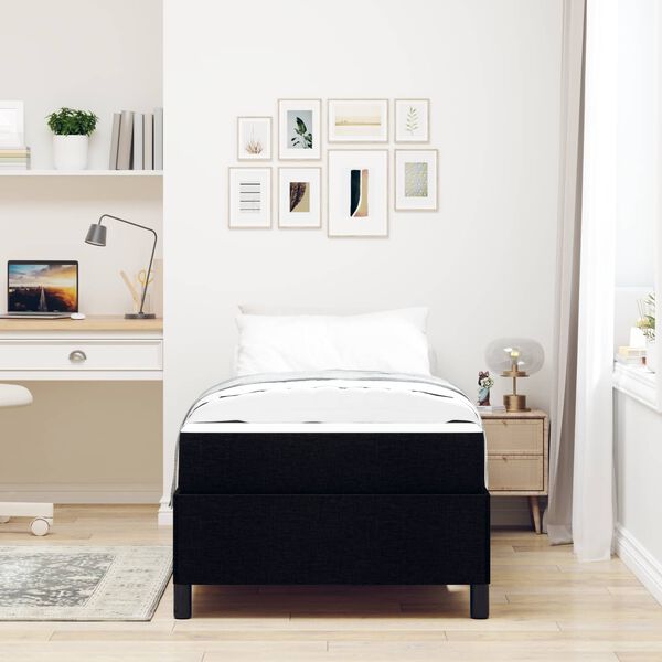 vidaXL Boxspringbett mit Matratze Schwarz 90 x 190 cm Stoff