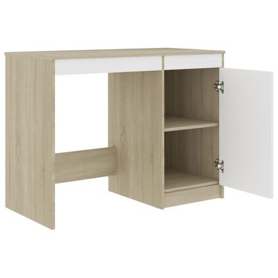 vidaXL Schreibtisch Weiß Sonoma-Eiche 100x50x76 cm Holzwerkstoff