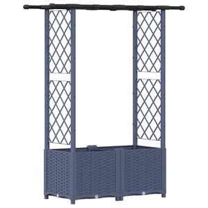 vidaXL Hochbeet mit Rankgitter und Dach Grau 124,5 x 40 x 136 cm PP