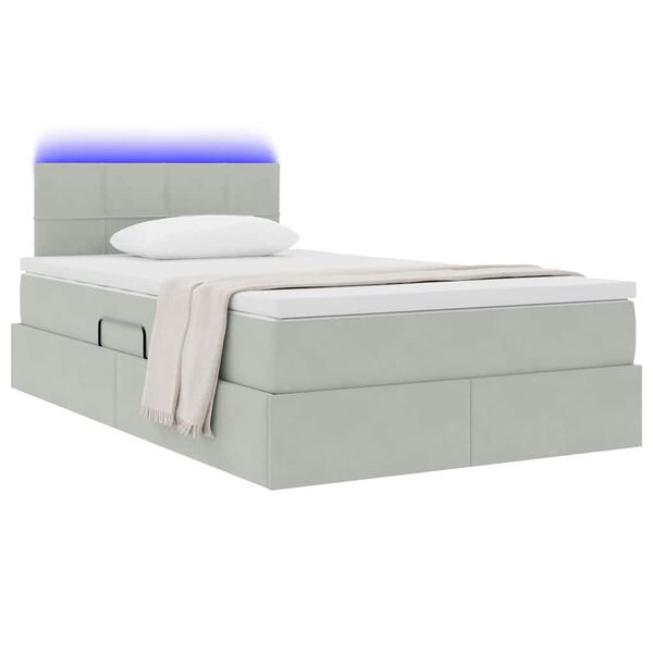 vidaXL Bett mit Stauraum und LED mit LED Hellgrau 120 x 200 cm Samt