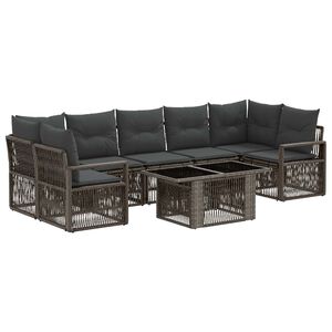 vidaXL Gartensofa-set 8 stk. Grau und Dunkelgrau Poly-Rattan