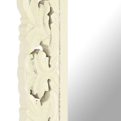 vidaXL Spiegel Handgeschnitzt Weiß 110x50 cm Massivholz Mango