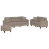 vidaXL 3-tlg. Sofagarnitur mit Kissen Taupe Mikrofasergewebe