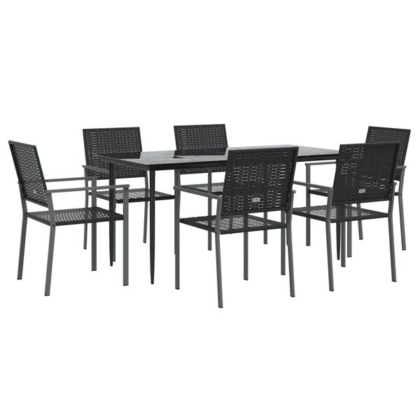 vidaXL 7-tlg. Garten-Essgruppe Poly Rattan und Stahl