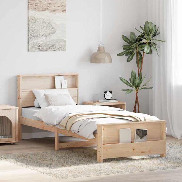 vidaXL Bettrahmen mit Kopfteil Braun 90 x 200 cm Holzwerkstoff