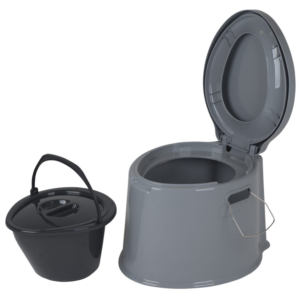 Bo-Camp Tragbare Toilette 7 L Grau Wohnwagen Campingtoilette Camping WC Klo 