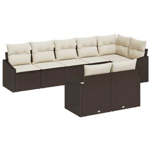 vidaXL Gartensofa-set mit Kissen 8 pcs Braun und Wei&szlig; Poly-Rattan