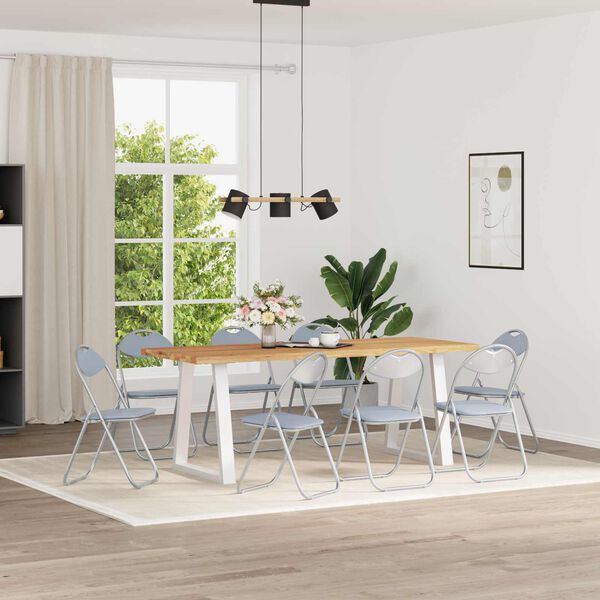 vidaXL Klappstuhl 8 pcs Grau 48 x 43,5 x 81 cm Kunstleder