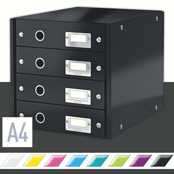 Leitz Schubladenbox WOW Schwarz 4 Schubladen