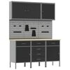 vidaXL Werkbank mit Schubladen 8 pcs Schwarz Ingenieure Holz und Stahl
