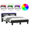 vidaXL Bettgestell mit Kopfteil LED-Beleuchtung Schwarz 120x190 cm