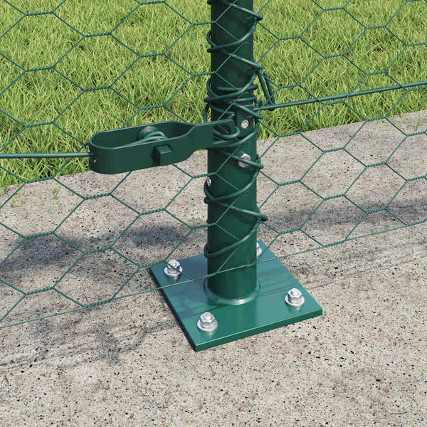 vidaXL Zaunpfosten Gr&uuml;n 25 x 0,6 m (36 mm Maschen) Stahl und PVC