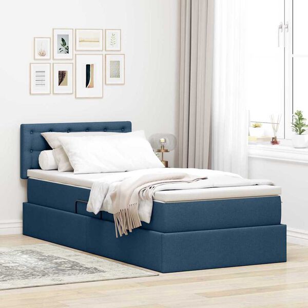 vidaXL Aufbewahrungsbett mit Matratze Blau 100 x 200 cm Holzwerkstoff