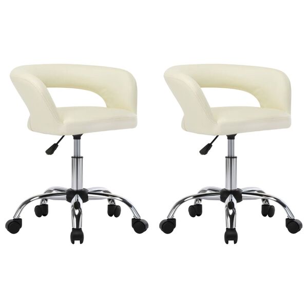 vidaXL Esszimmerst&uuml;hle 2 Stk. Creme Kunstleder
