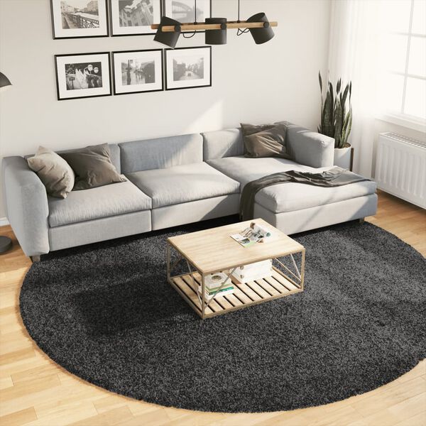 vidaXL Teppich Shaggy Hochflor Modern Anthrazit &Oslash; 280 cm