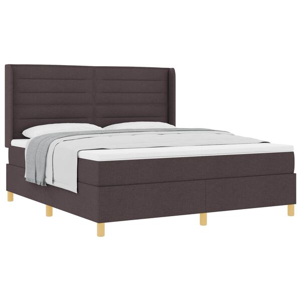 vidaXL Boxspringbett mit Matratze Dunkelbraun 180 x 200 cm Stoff