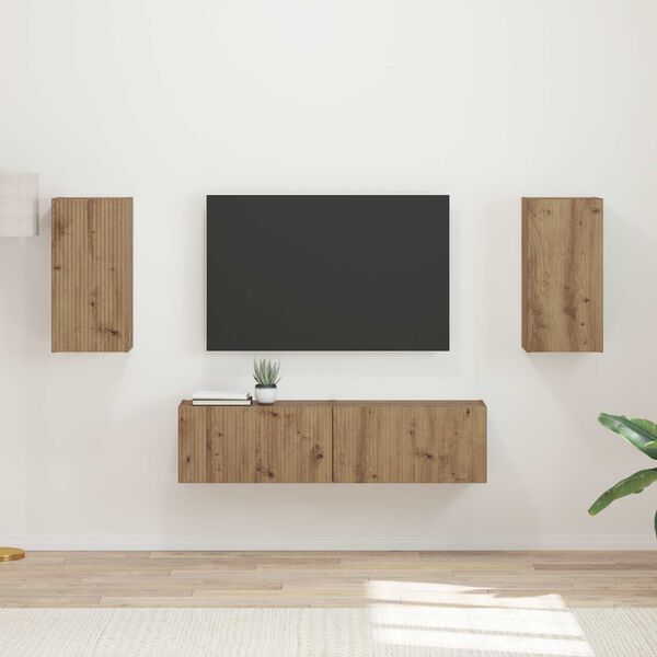 vidaXL TV-Schrankset 4 pcs Artisan-Eiche Holzwerkstoff