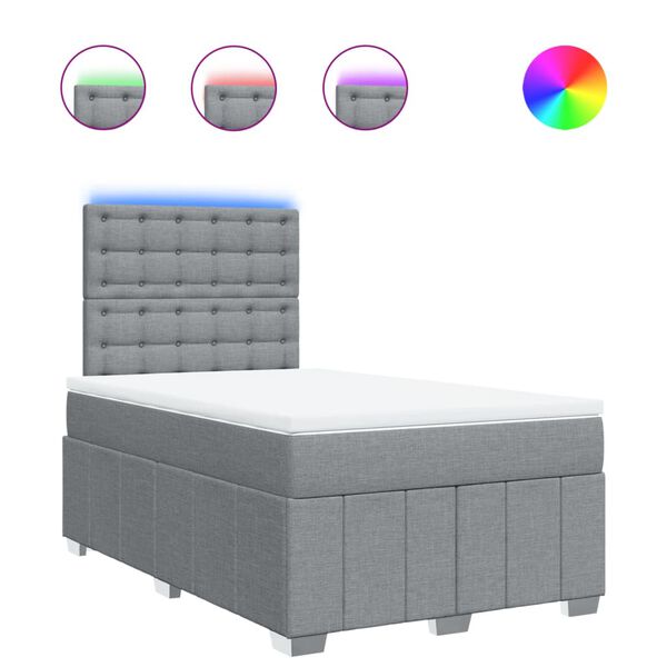 vidaXL Boxspringbett mit Matratze Hellgrau 120x190 cm Stoff